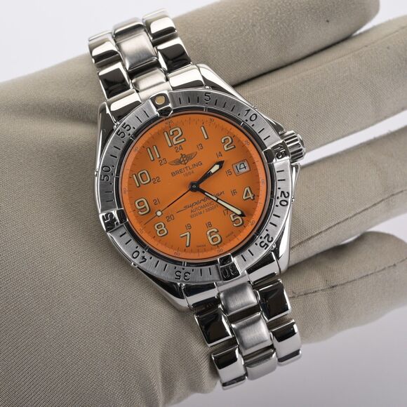 Breitling Superocean A17040 42mm Orange Automatic Men's Watch - Picture 2 of 13